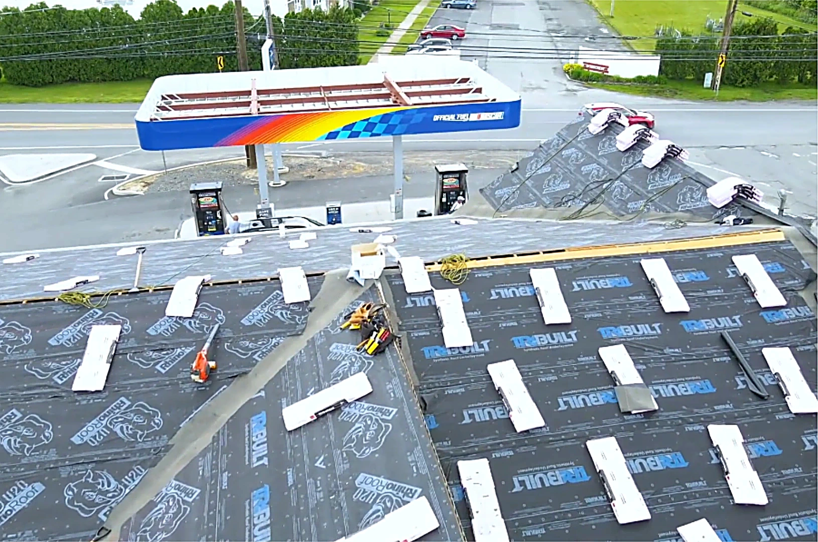 Commercial flat roof installation on a business in Northeastern PA
